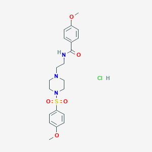 molecular formula C21H28ClN3O5S B2718346 4-甲氧基-N-(2-(4-((4-甲氧苯基)磺酰)哌嗪-1-基)乙基)苯甲酰胺盐酸盐 CAS No. 1184996-03-9