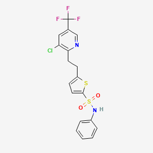 molecular formula C18H14ClF3N2O2S2 B2718348 5-{2-[3-chloro-5-(trifluoromethyl)-2-pyridinyl]ethyl}-N-phenyl-2-thiophenesulfonamide CAS No. 861208-58-4