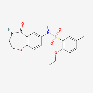 molecular formula C18H20N2O5S B2718366 2-乙氧基-5-甲基-N-(5-氧代-2,3,4,5-四氢苯并[f][1,4]噁唑-7-基)苯磺酰胺 CAS No. 922063-98-7