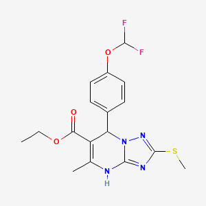 molecular formula C17H18F2N4O3S B2718370 Ethyl 7-(4-(difluoromethoxy)phenyl)-5-methyl-2-(methylthio)-4,7-dihydro-[1,2,4]triazolo[1,5-a]pyrimidine-6-carboxylate CAS No. 941897-22-9