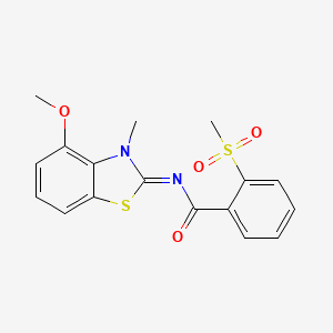 molecular formula C17H16N2O4S2 B2718376 (E)-N-(4-methoxy-3-methylbenzo[d]thiazol-2(3H)-ylidene)-2-(methylsulfonyl)benzamide CAS No. 896366-14-6