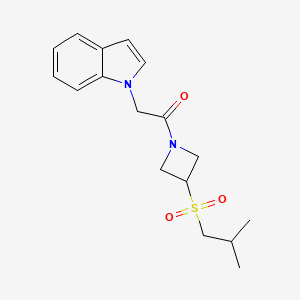 molecular formula C17H22N2O3S B2718378 2-(1H-吲哚-1-基)-1-(3-(异丁基磺酰)吖唑啉-1-基)乙酮 CAS No. 1797145-96-0