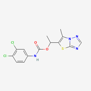 molecular formula C14H12Cl2N4O2S B2718379 1-(6-methyl[1,3]thiazolo[3,2-b][1,2,4]triazol-5-yl)ethyl N-(3,4-dichlorophenyl)carbamate CAS No. 477859-65-7
