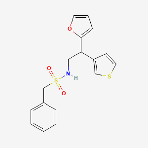 molecular formula C17H17NO3S2 B2718380 N-(2-(呋喃-2-基)-2-(噻吩-3-基)乙基)-1-苯基甲烷磺酰胺 CAS No. 2097858-12-1