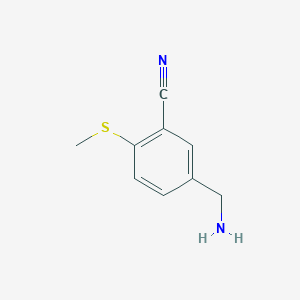 molecular formula C9H10N2S B2718383 5-(Aminomethyl)-2-(methylsulfanyl)benzonitrile CAS No. 1693701-56-2