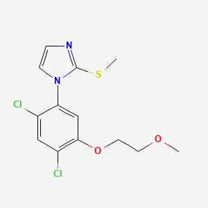 molecular formula C13H14Cl2N2O2S B2718389 1-[2,4-二氯-5-(2-甲氧基乙氧基)苯基]-2-(甲基硫基)-1H-咪唑 CAS No. 338967-19-4