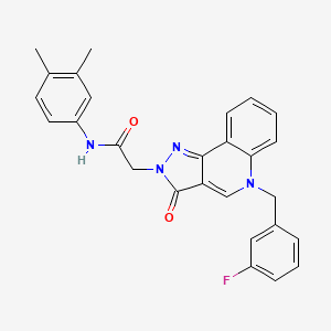 molecular formula C27H23FN4O2 B2718404 N-(3,4-dimethylphenyl)-2-(5-(3-fluorobenzyl)-3-oxo-3,5-dihydro-2H-pyrazolo[4,3-c]quinolin-2-yl)acetamide CAS No. 931696-71-8
