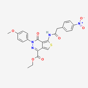 molecular formula C24H20N4O7S B2718408 乙酸3-(4-甲氧基苯基)-5-(2-(4-硝基苯基)乙酰氨基)-4-氧代-3,4-二氢噻吩[3,4-d]吡啶-1-羧酸酯 CAS No. 851952-42-6