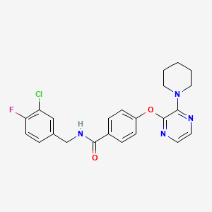 molecular formula C23H22ClFN4O2 B2718417 N-(3-chloro-4-fluorobenzyl)-4-((3-(piperidin-1-yl)pyrazin-2-yl)oxy)benzamide CAS No. 1115979-63-9
