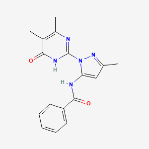 molecular formula C17H17N5O2 B2718425 N-(1-(4,5-二甲基-6-氧代-1,6-二氢嘧啶-2-基)-3-甲基-1H-吡唑-5-基)苯甲酰胺 CAS No. 1020518-09-5