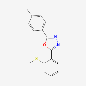 molecular formula C16H14N2OS B2718426 2-(4-甲基苯基)-5-[2-(甲硫基)苯基]-1,3,4-噁二唑 CAS No. 339014-30-1