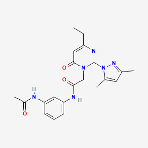 molecular formula C21H24N6O3 B2718431 N-(3-乙酰胺基苯基)-2-(2-(3,5-二甲基-1H-吡唑-1-基)-4-乙基-6-氧代嘧啶-1(6H)-基)乙酰胺 CAS No. 1019099-32-1