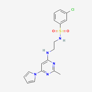 3-chloro-N-(2-((2-methyl-6-(1H-pyrrol-1-yl)pyrimidin-4-yl)amino)ethyl)benzenesulfonamide