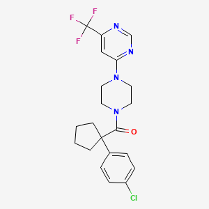 molecular formula C21H22ClF3N4O B2718448 (1-(4-氯苯基)环戊基)(4-(6-(三氟甲基)嘧啶-4-基)哌嗪-1-基)甲酮 CAS No. 2034342-34-0