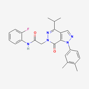 molecular formula C24H24FN5O2 B2718455 2-(1-(3,4-dimethylphenyl)-4-isopropyl-7-oxo-1H-pyrazolo[3,4-d]pyridazin-6(7H)-yl)-N-(2-fluorophenyl)acetamide CAS No. 946204-56-4