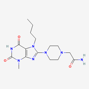 molecular formula C16H25N7O3 B2718460 2-(4-(7-butyl-3-methyl-2,6-dioxo-2,3,6,7-tetrahydro-1H-purin-8-yl)piperazin-1-yl)acetamide CAS No. 898437-32-6