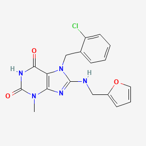 molecular formula C18H16ClN5O3 B2718462 7-(2-chlorobenzyl)-8-((furan-2-ylmethyl)amino)-3-methyl-1H-purine-2,6(3H,7H)-dione CAS No. 476482-05-0