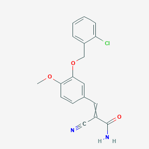 molecular formula C18H15ClN2O3 B2718463 3-{3-[(2-Chlorophenyl)methoxy]-4-methoxyphenyl}-2-cyanoprop-2-enamide CAS No. 444590-79-8
