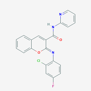 (2Z)-2-[(2-chloro-4-fluorophenyl)imino]-N-(pyridin-2-yl)-2H-chromene-3-carboxamide