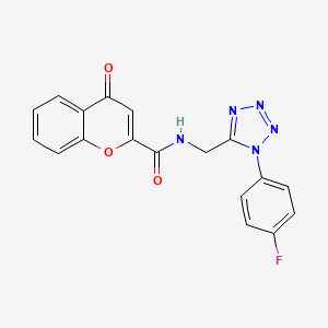 molecular formula C18H12FN5O3 B2718484 N-((1-(4-fluorophenyl)-1H-tetrazol-5-yl)methyl)-4-oxo-4H-chromene-2-carboxamide CAS No. 897623-78-8