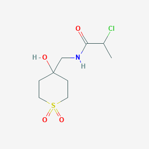 molecular formula C9H16ClNO4S B2718494 2-Chloro-N-[(4-hydroxy-1,1-dioxothian-4-yl)methyl]propanamide CAS No. 2411262-61-6