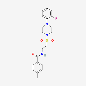 molecular formula C20H24FN3O3S B2718496 N-(2-((4-(2-fluorophenyl)piperazin-1-yl)sulfonyl)ethyl)-4-methylbenzamide CAS No. 897613-46-6