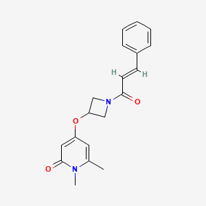 molecular formula C19H20N2O3 B2718499 (E)-4-((1-cinnamoylazetidin-3-yl)oxy)-1,6-dimethylpyridin-2(1H)-one CAS No. 2035022-46-7