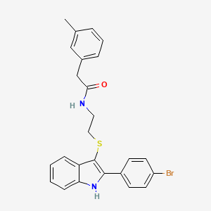 N-[2-[[2-(4-bromophenyl)-1H-indol-3-yl]sulfanyl]ethyl]-2-(3-methylphenyl)acetamide