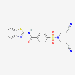 molecular formula C20H17N5O3S2 B2718508 N-(1,3-benzothiazol-2-yl)-4-[bis(2-cyanoethyl)sulfamoyl]benzamide CAS No. 476275-27-1