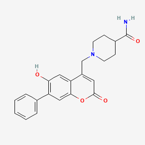 molecular formula C22H22N2O4 B2718514 1-[(6-Hydroxy-2-oxo-7-phenylchromen-4-yl)methyl]piperidine-4-carboxamide CAS No. 905014-98-4