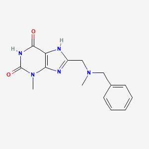 molecular formula C15H17N5O2 B2718521 3-Methyl-8-{[methylbenzylamino]methyl}-1,3,7-trihydropurine-2,6-dione CAS No. 838898-97-8
