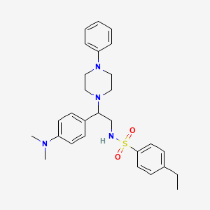 molecular formula C28H36N4O2S B2718529 N-(2-(4-(dimethylamino)phenyl)-2-(4-phenylpiperazin-1-yl)ethyl)-4-ethylbenzenesulfonamide CAS No. 946366-60-5