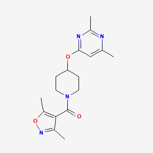 molecular formula C17H22N4O3 B2718537 (3,5-Dimethylisoxazol-4-yl)(4-((2,6-dimethylpyrimidin-4-yl)oxy)piperidin-1-yl)methanone CAS No. 2034559-18-5