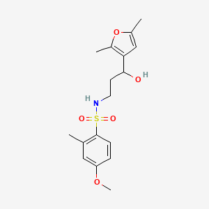 molecular formula C17H23NO5S B2718543 N-(3-(2,5-dimethylfuran-3-yl)-3-hydroxypropyl)-4-methoxy-2-methylbenzenesulfonamide CAS No. 1421513-26-9