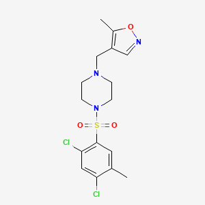 molecular formula C16H19Cl2N3O3S B2718545 4-((4-((2,4-二氯-5-甲基苯基)磺酰)哌嗪-1-基)甲基)-5-甲基异噁唑 CAS No. 2034484-19-8