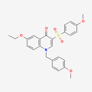 molecular formula C26H25NO6S B2718548 6-ethoxy-1-(4-methoxybenzyl)-3-((4-methoxyphenyl)sulfonyl)quinolin-4(1H)-one CAS No. 895639-36-8