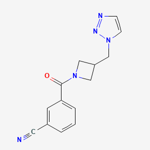 molecular formula C14H13N5O B2718550 3-[3-(Triazol-1-ylmethyl)azetidine-1-carbonyl]benzonitrile CAS No. 2309184-35-6
