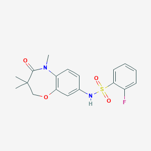 2-fluoro-N-(3,3,5-trimethyl-4-oxo-2,3,4,5-tetrahydrobenzo[b][1,4]oxazepin-8-yl)benzenesulfonamide