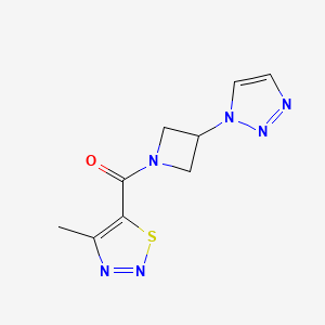 molecular formula C9H10N6OS B2718566 (3-(1H-1,2,3-triazol-1-yl)azetidin-1-yl)(4-methyl-1,2,3-thiadiazol-5-yl)methanone CAS No. 2034449-30-2