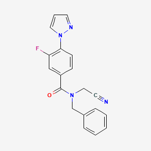 molecular formula C19H15FN4O B2718568 N-benzyl-N-(cyanomethyl)-3-fluoro-4-(1H-pyrazol-1-yl)benzamide CAS No. 1333547-70-8