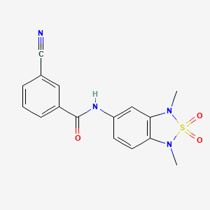 molecular formula C16H14N4O3S B2718580 3-氰基-N-(1,3-二甲基-2,2-二氧代-1,3-二氢苯并[c][1,2,5]噻二唑-5-基)苯甲酰胺 CAS No. 2034483-56-0