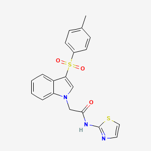 molecular formula C20H17N3O3S2 B2718581 N-(thiazol-2-yl)-2-(3-tosyl-1H-indol-1-yl)acetamide CAS No. 946306-47-4
