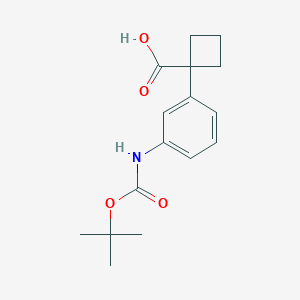 molecular formula C16H21NO4 B2718589 1-(3-((tert-Butoxycarbonyl)amino)phenyl)cyclobutane-1-carboxylic acid CAS No. 1314667-22-5