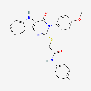 molecular formula C25H19FN4O3S B2718591 N-(4-fluorophenyl)-2-[[3-(4-methoxyphenyl)-4-oxo-5H-pyrimido[5,4-b]indol-2-yl]sulfanyl]acetamide CAS No. 536707-36-5