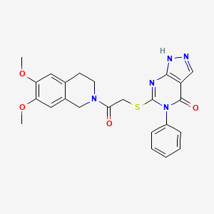 molecular formula C24H23N5O4S B2718620 6-[2-(6,7-二甲氧基-3,4-二氢-1H-异喹啉-2-基)-2-氧代乙基]硫代-5-苯基-1H-噻唑并[3,4-d]嘧啶-4-酮 CAS No. 690960-28-2