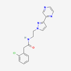 molecular formula C17H16ClN5O B2718625 2-(2-chlorophenyl)-N-(2-(3-(pyrazin-2-yl)-1H-pyrazol-1-yl)ethyl)acetamide CAS No. 2034511-21-0