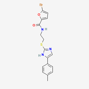 molecular formula C17H16BrN3O2S B2718626 5-溴-N-(2-((5-(对甲苯基)-1H-咪唑-2-基)硫基)乙基)呋喃-2-甲酰胺 CAS No. 897454-49-8