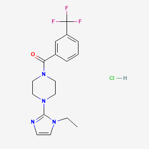 molecular formula C17H20ClF3N4O B2718628 (4-(1-ethyl-1H-imidazol-2-yl)piperazin-1-yl)(3-(trifluoromethyl)phenyl)methanone hydrochloride CAS No. 1331339-75-3