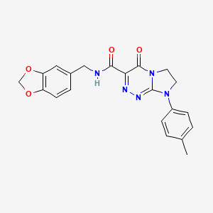 molecular formula C21H19N5O4 B2718633 N-(benzo[d][1,3]dioxol-5-ylmethyl)-4-oxo-8-(p-tolyl)-4,6,7,8-tetrahydroimidazo[2,1-c][1,2,4]triazine-3-carboxamide CAS No. 946229-81-8