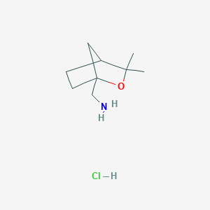 molecular formula C9H18ClNO B2718636 (3,3-Dimethyl-2-oxabicyclo[2.2.1]heptan-1-yl)methanamine;hydrochloride CAS No. 2490420-68-1